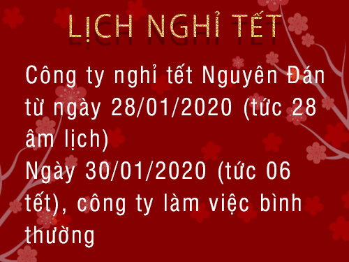 Lịch nghỉ tết Canh Tý của công ty Kalaglass